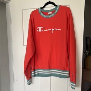 Champion Coral Crewneck Sweater with Logo